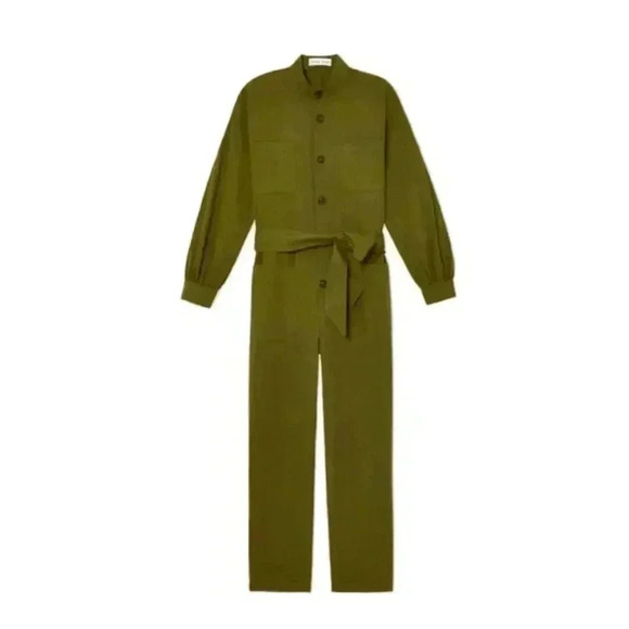 Apiece Apart Green Kiva Levante Jumpsuit Pant Flight Suit Belted Women’s 4 Vogue - Picture 9 of 14